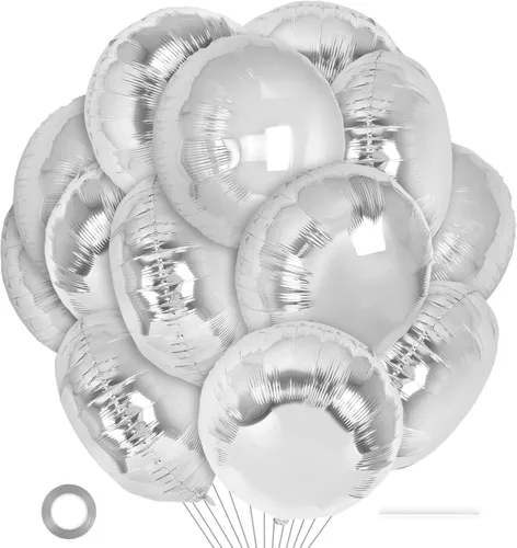 Miniatura 13 de 20 globos redondos negros, globos redondos de aluminio de 18 pulgadas, globos redondos gigantes de helio de Mylar para fiestas de cumpleaños, baby