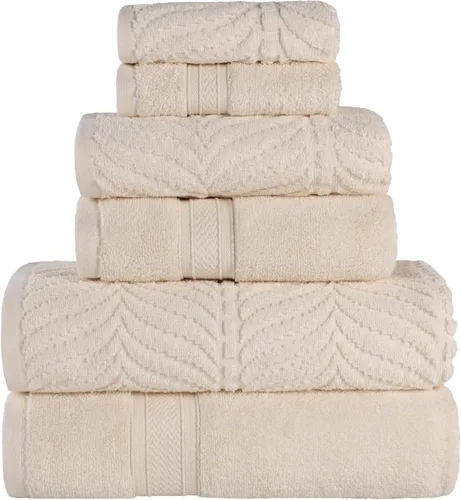 Miniatura 54 de Superior Juego de toallas surtidas de algodón Chevron de 12 piezas, cero torsión, secado rápido, artículos esenciales para el hogar, ducha, spa