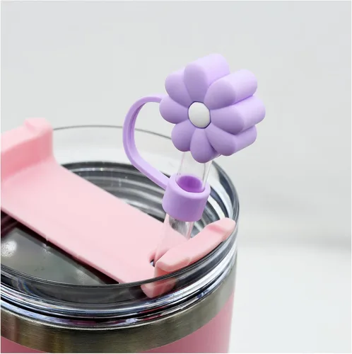 Miniatura 6 de Stanley - Tapa para pajilla, compatible con vaso de 30 y 40 onzas, puntas de popote reutilizables, perfecto para regalos 6pcs Chrysanthemums