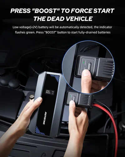 Miniatura 3 de AUTOONE Arrancador de Coche 6000A Refuerzo de Batería, Paquete de Batería Portátil para Todos los Combustibles 10L Diésel, Caja de 12V con Cables