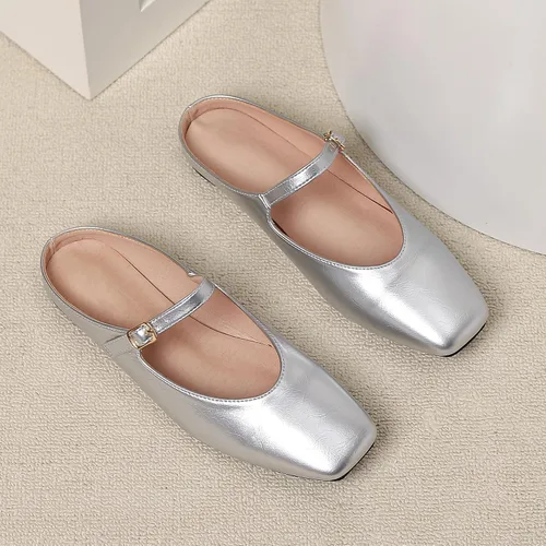 Miniatura 5 de Dear Time Pantuflas cómodas para mujer, con puntera cerrada, zapatos elegantes sin espalda, zapatos planos para mujer