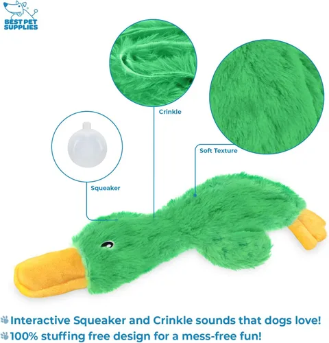 Miniatura 3 de Best Pet Supplies - Juguetes para cachorros y perros adultos, crujen y hacen chirridos, pato, verde claro aCrinkle Duck (verde claro)