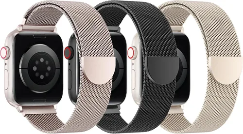 Miniatura 17 de BELONGME Paquete de 3 correas de malla en bucle compatibles con Apple Watch para mujeres y hombres 40mm 41mm 38mm 42mm 44mm 45mm 49mm 46mm Series 11