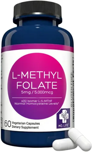 Miniatura 10 de MD Life L-metilfolato de 1 mg - Suplemento activo de L-metilfolato de grado profesional - 90 cápsulas - Suplementos MTHFR de máxima potencia - L