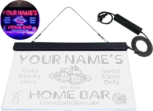 Miniatura 9 de ADVPRO personalizado: tu nombre, tu bar personalizado, año de fundación, cerveza, letrero de luz LED de neón de dos colores, azul y rojo, de 16 x 12