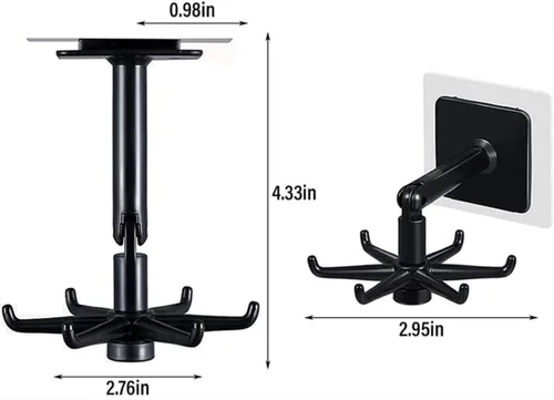 Miniatura 2 de Colgador de utensilios de cocina con 6 ganchos, gancho organizador para debajo del gabinete para cocina y baño, giratorio de 360°, ahorro