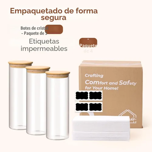 Miniatura 8 de ComSaf - Juego de 3 recipientes de almacenamiento de pasta de espagueti de vidrio con tapas, 2 cuartos de galón, recipiente alto hermético