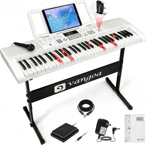 Miniatura 10 de Vangoa VGK6101 - Teclado de piano para principiantes, teclado de aprendizaje de 61 teclas con teclas iluminadas, teclado de piano eléctrico con 600