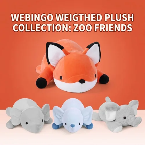 Miniatura 8 de WeBingo Animales de peluche con peso, 24 pulgadas, peluche de zorro con peso de 4.2 libras, almohada suave, lindo regalo de peluche gigante