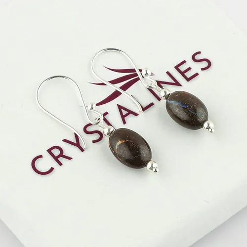 Miniatura 46 de Aretes de aro de cristal afganita natural Piedras afganas de alto grado Aretes chapados en plata Gota lisa Joyas de piedras preciosas hechas