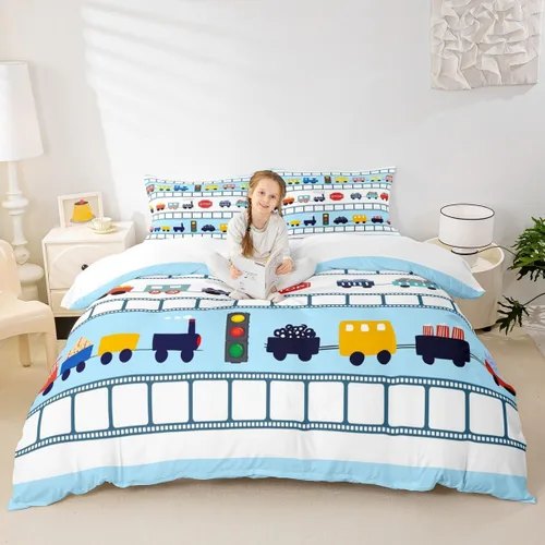 Miniatura 17 de Juego de funda de edredón para niños, diseño de pingüino de dibujos animados, tamaño King, bonito juego de ropa de cama de animales de poste ártico