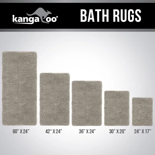Miniatura 9 de KANGAROO Alfombras de baño, alfombra de baño de chenilla suave y absorbente, tapete de ducha lanudo, alfombra de baño de secado rápido lavable a