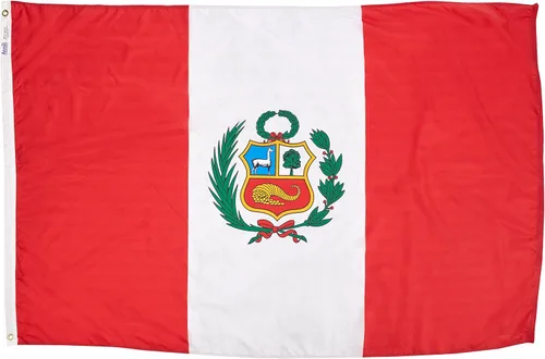 Annin Flagmakers Bandera de Perú fabricada en Estados Unidos según las especificaciones oficiales de diseño de las Naciones Unidas, 4 x 6 pies