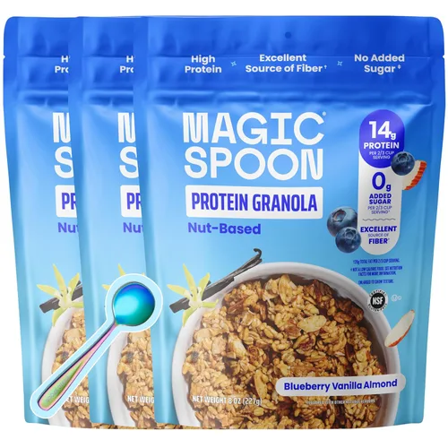 Miniatura 10 de Magic Spoon Granola proteica - Granola alta en proteínas, apta para dieta cetogénica, baja en azúcar, sin granos, desayuno saludable o aperitivo
