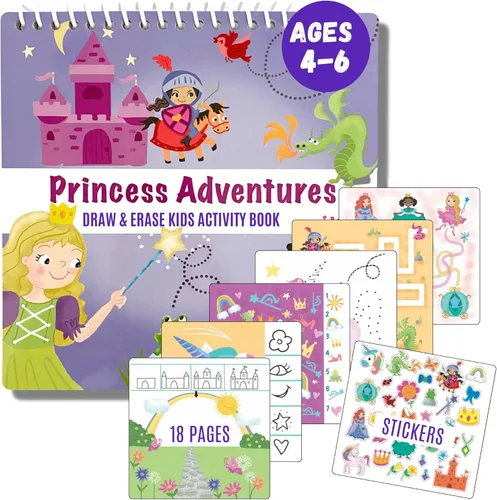 Miniatura 10 de Libro de Actividad Educativa de Viaje para Niños Totebook con Marcadores Lavables - Actividades de Auto y Avión, Juguetes Educativos para Niños
