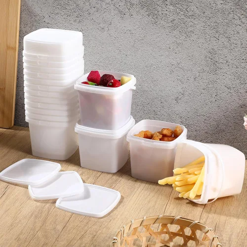 Miniatura 4 de Mifoci Paquete de 24 recipientes cuadrados de llenado máximo de 16.9 onzas con tapas, cubeta hermética para helados con asa, reutilizable