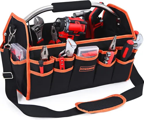 Kowsinde Bolsa de herramientas de 16 pulgadas, bolsa de herramientas para electricista, bolsas de herramientas con parte superior abierta, 26 Naranja