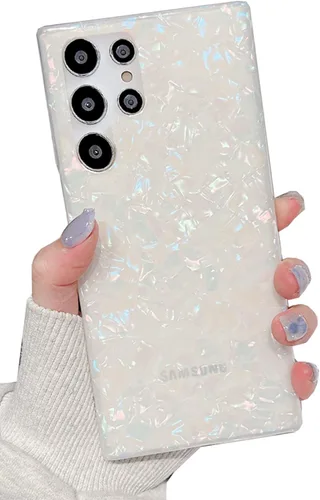 J.west Funda para Galaxy S22 Ultra 5G, con purpurina brillante translúcida translúcida de ópalo colorido diseño de lámina fina con estampado