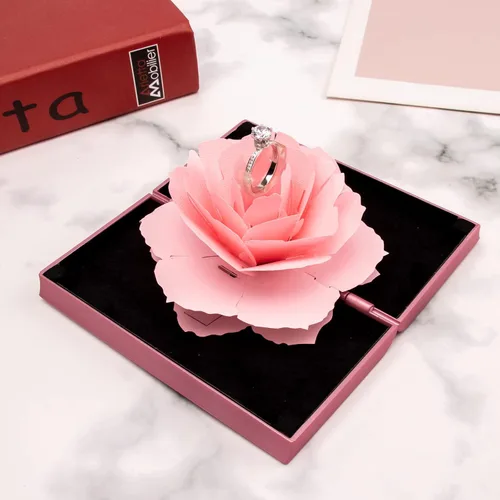Miniatura 2 de Caja de anillos de compromiso, caja de anillos de rosa, soporte de almacenamiento de joyas sorpresa para mujer como propuesta de compromiso, anillo