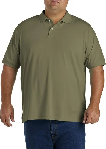 DXL Big Tall Essentials - Camisa polo de punto acanalado para hombre lavable a máquina sin etiquetas camisa de manga corta con cuello de punto