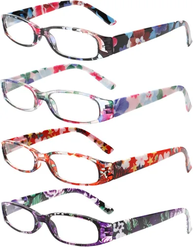Miniatura 11 de Kerecsen Gafas de lectura para mujer, 4 pares de lectores de bisagra de resorte a la moda paquete de 4