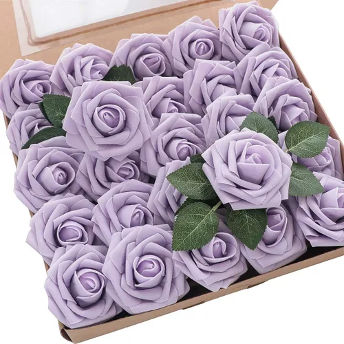Miniatura 67 de Floroom Flores artificiales de espuma, aspecto real, con tallos, para manualidades, ramos de boda, centros de mesa, despedida de soltera, fiesta, 25