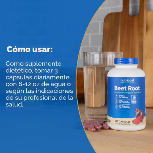 Miniatura 7 de Nutricost Raíz de remolacha 2400 mg, 180 cápsulas – Certificado CCOF fabricado con raíz de remolacha orgánica, superalimento, 60 porciones