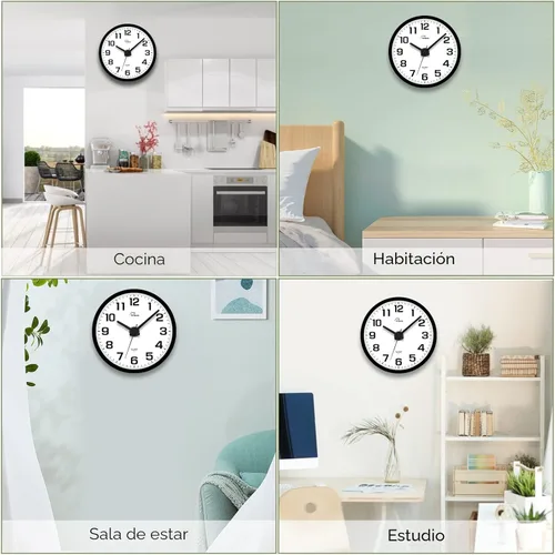 Miniatura 8 de WallarGe Reloj de pared con luz nocturna para dormitorio, reloj de pared iluminado silencioso que brilla en la oscuridad, funciona