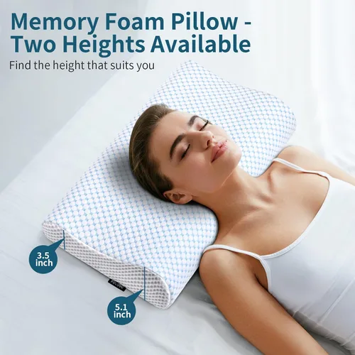 Miniatura 2 de Almohada de espuma viscoelástica para cama para dormir, almohada ortopédica cervical de contorno de cuello ergonómica para personas que duermen