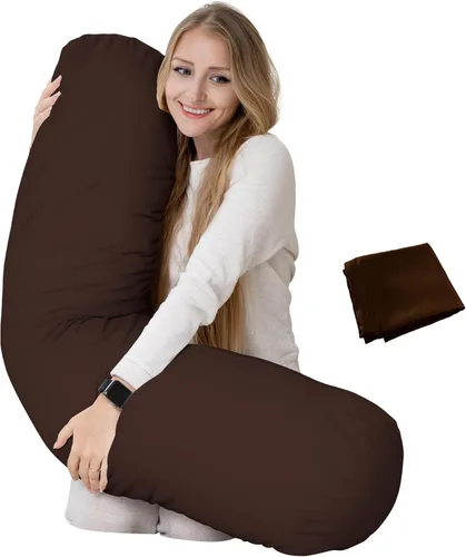 Miniatura 11 de Solo funda - Funda de almohada redonda beige de 54 x 12 pulgadas - Solo funda - Funda de almohada con cremallera - 100% microfibra cepillada - Funda