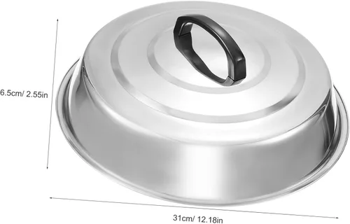 Miniatura 9 de Tapa redonda de acero inoxidable para cocinar al vapor para cocinar a la plancha y parrilla, utensilios de cocina versátiles para parrilla superior