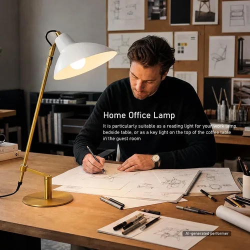 Miniatura 7 de Desk Lamp Modern Industrial 100% Metal Adjustable Table Lamp 24", Natural Light (4000K) with Dimmer, Ideal for Office Bedroom Study Room Living Room