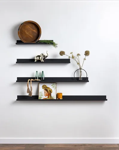 Miniatura 3 de Infinite Design - Estante flotante de metal de 24 pulgadas Moderno repisa de acero con recubrimiento en polvo negro, fabricado en Estados Unidos