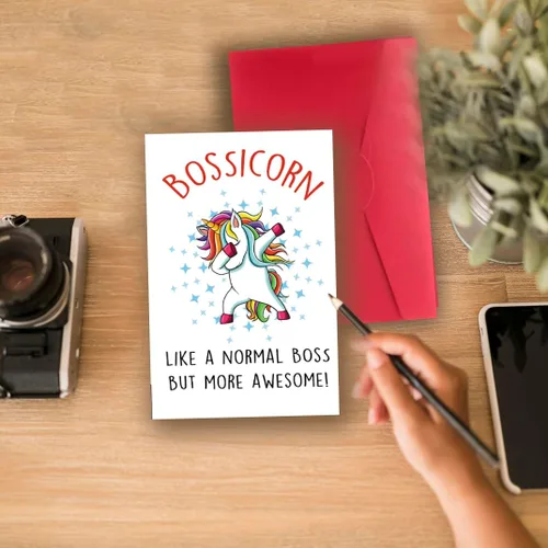 Miniatura 4 de Maravillosa tarjeta del día del jefe: divertido Bossicorn para Boss Manger - Tarjeta de cumpleaños humorística