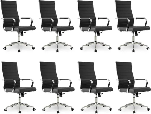 Miniatura 22 de Okeysen Office Desk Chair, Ergonomic Leather Modern Conference Room Chairs, Executive Ribbed Height Adjustable Swivel Rolling Chair for Home Office
