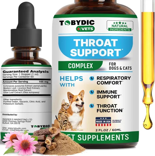 TOBYDIC Alivio Natural para la Tos de la Perrera Seca y Húmeda para Perros y Gatos - Tratamiento Herbal que Ayuda a Calmar la Garganta y el Tracto