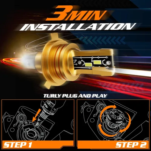 Miniatura 9 de M-AUTO Bombillas LED H4, 3600 lm por juego, 6500 K, color blanco frío para maletero de coche, motocicleta, haz alto y bajo, Plug and Play, paquete