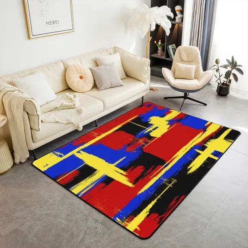 Miniatura 16 de Feelyou Tapete de interior de arte abstracto para niños y niñas, alfombra geométrica de 3 x 5 pulgadas, ultra suave, retro, circular, geométrica