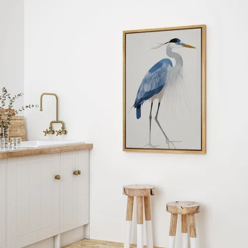 Miniatura 34 de wall26 Lienzo enmarcado para pared, acuarela, azul pastel, garza, galápagos, aves, animales, ilustraciones de naturaleza salvaje, arte moderno