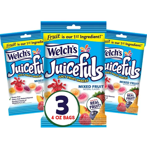 Miniatura 10 de Welch's Juicefuls - Bocadillos de frutas jugosas, salpicaduras de isla, sin gluten, bolsas de tamaño compartido de 4 onzas (paquete de 3)