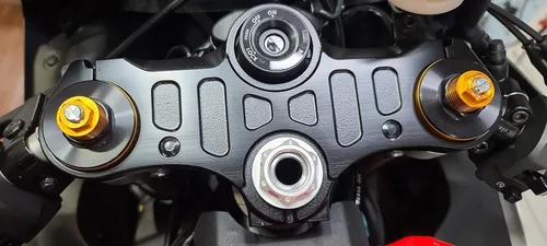 Miniatura 3 de Motomount R7 Tuerca de eje de dirección (Tuerca de yugo superior de aluminio con brida abierta/bridada M22x1.00mm) para adaptador de montaje