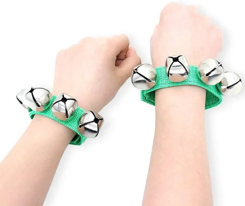 Miniatura 4 de Augshy Pulseras de Cascabeles para Muñeca, 7 Paquetes de Bandas de Muñeca con Cascabeles, Campanas de Mano y Tobillo Ajustables de Color Aleatorio