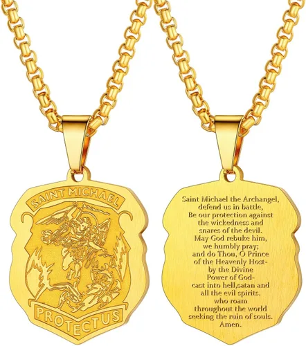 Miniatura 182 de U7 Saint Benedict/Michael Medal Necklace, 316L Stainless Steel Virgin Mary Necklace for Men Women, Bible Verse Protection Necklace Catholic