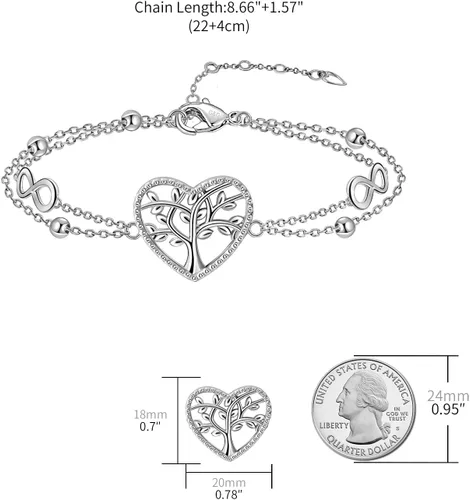 Miniatura 6 de G&GEMSJEW Heart Ankle Bracelet for Women, 14K Gold Plated Handmade Dainty Layered Rhinestone Anklet Gold Beaded Chain Anklet 10", Cubic Zirconia