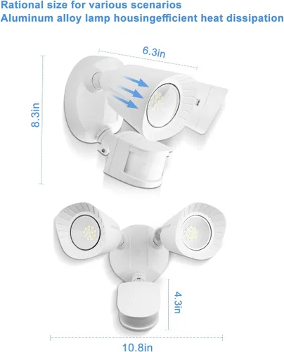Miniatura 3 de UFOND Luces LED de seguridad para exteriores, luz con sensor de movimiento, 2400 lúmenes, reflectores de aluminio, impermeable, ángulo ajustable