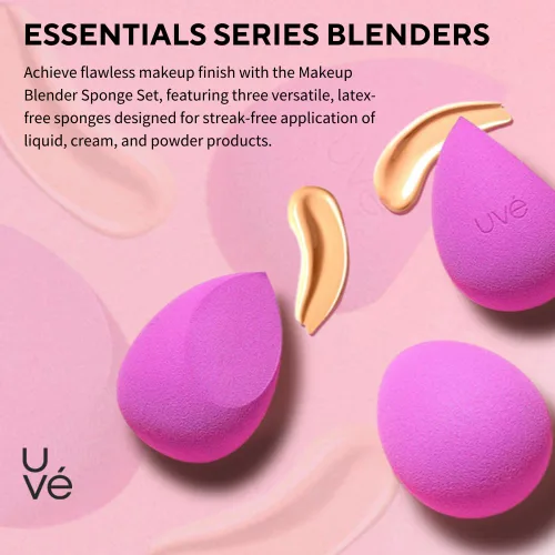 Miniatura 2 de UVé Beauty Sponge - Licuadora de maquillaje, paquete de 3, esponjas de maquillaje violeta para mezclar bases, polvos y cremas, el aplicador Paquete