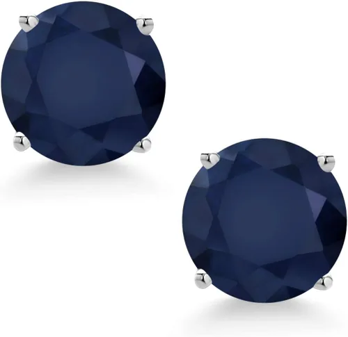 Miniatura 3 de Gem Stone King Aretes de tuerca de oro blanco de 14 quilates con piedra natal redonda de 0.236 in Aretes de oro blanco para mujer