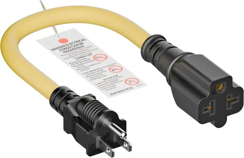 Miniatura 9 de [4 en 1] Cable adaptador de CA para el hogar de 12 AWG de 15 amperios a hoja T de 20 amperios, NEMA 5-15P a 5-15R/ 5-20R/ 6-15R/ 6-20R, adaptador