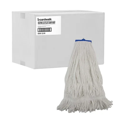 Miniatura 9 de Boardwalk BWK824R Cabeza de fregona de fibra de rayón plana de 24 oz. - Blanco (12/caja)