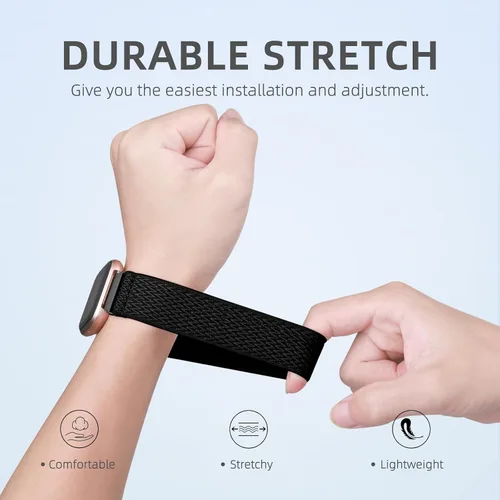 Miniatura 5 de Correa elástica compatible con correas de reloj Fitbit Versa, correa deportiva de nailon suave y transpirable de repuesto para mujeres y hombres